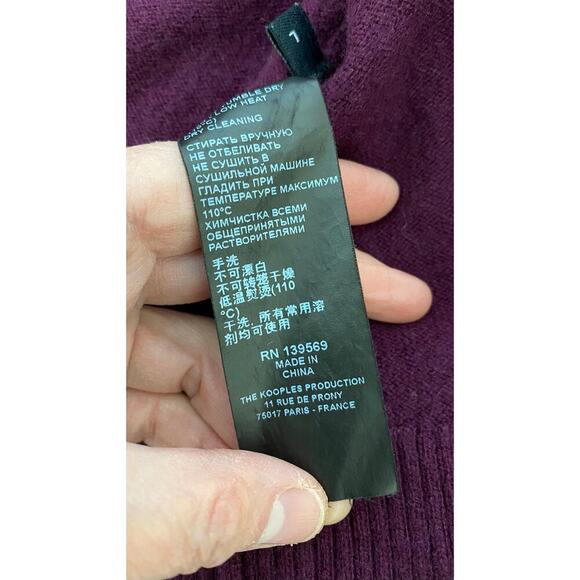 The Kooples Women's L Purple Wool Cashmere Blend Lace Up Neck Sweater - Picture 4 of 6